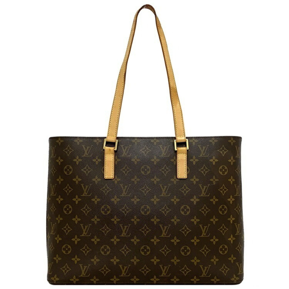 Louis Vuitton Tote Bag Luco Brown Beige Shoulder Document All Over LV